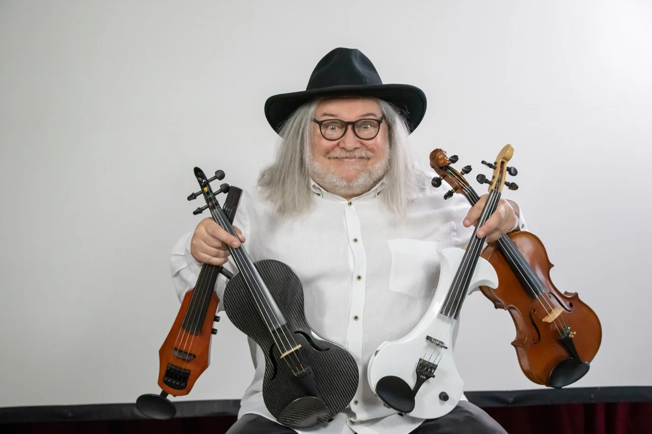 Igor Epstein with a selection of bowed string instruments